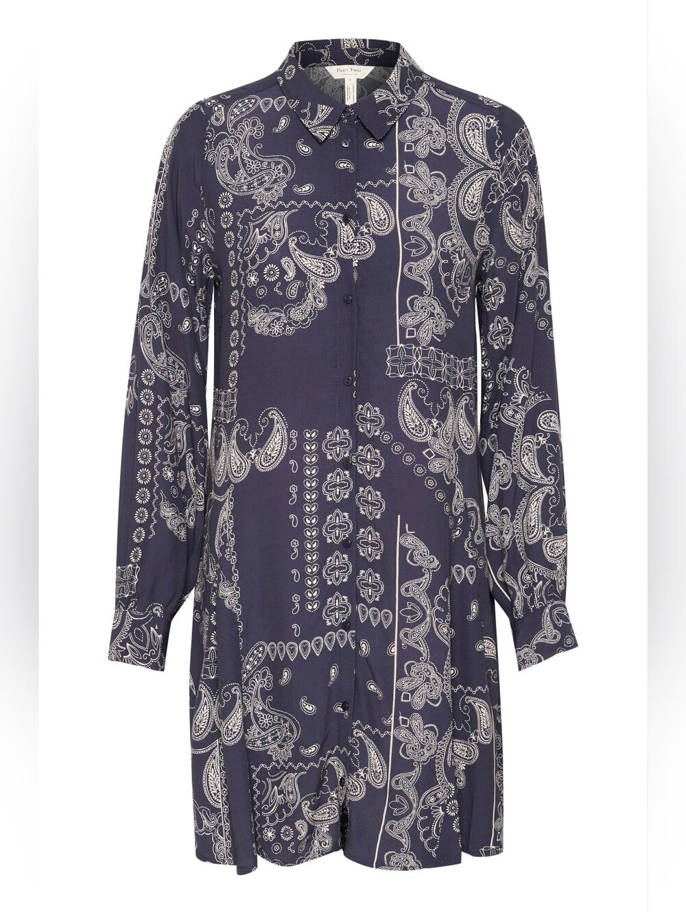 Part Two Copenhagen Esilya Navy Paisley Shirt Dress - Size 36 / US 6